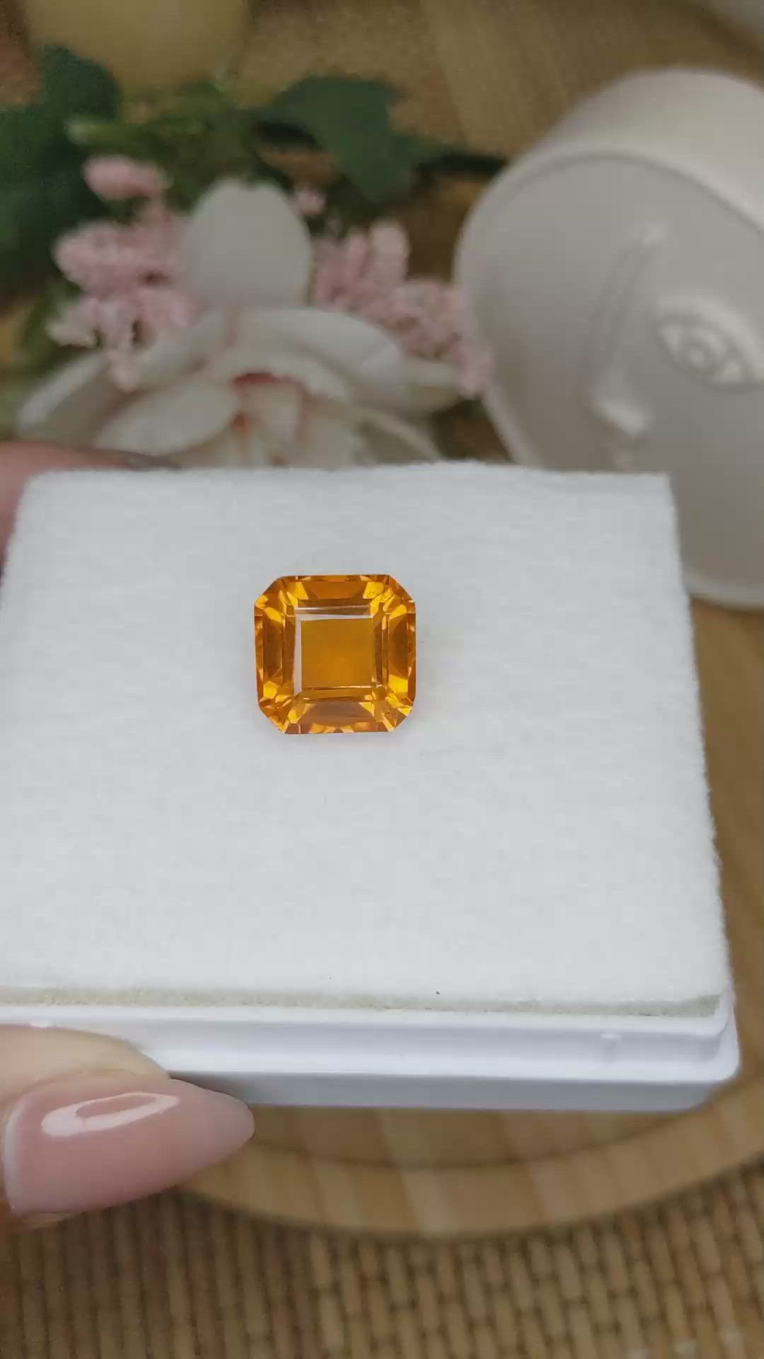 12.05 Ct. Yellowish Orange Citrine from Ceylon (Sri Lanka) Size Video
