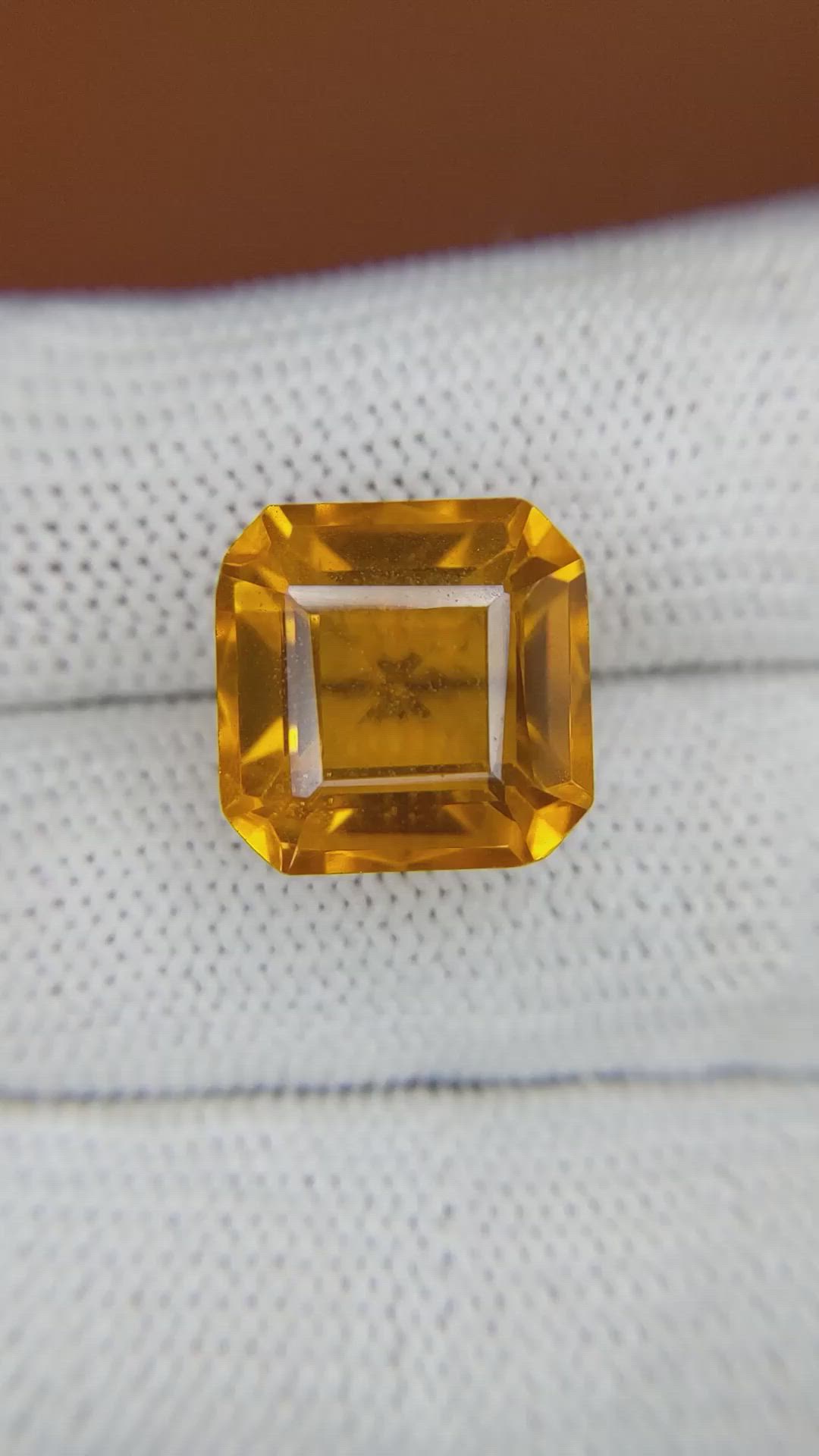 12.05 Ct. Yellowish Orange Citrine from Ceylon (Sri Lanka) Size Video
