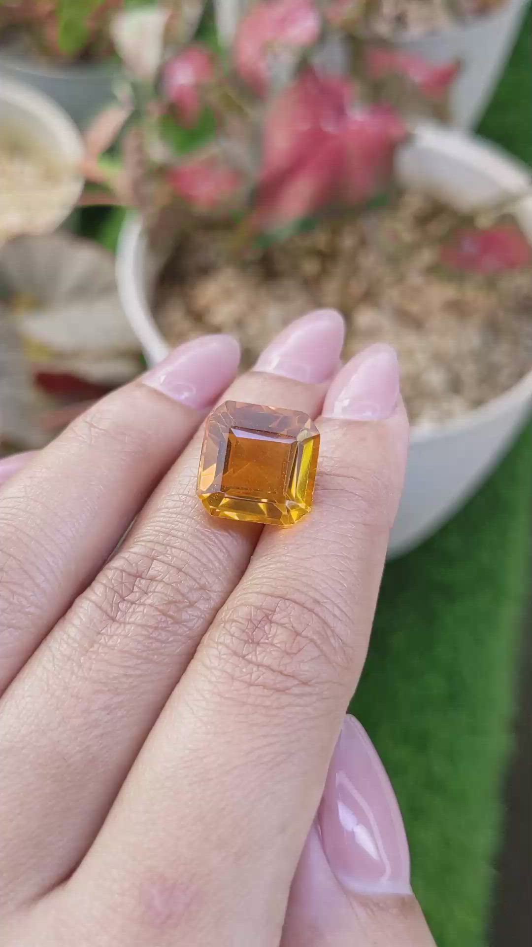 12.05 Ct. Yellowish Orange Citrine from Ceylon (Sri Lanka) Size Video