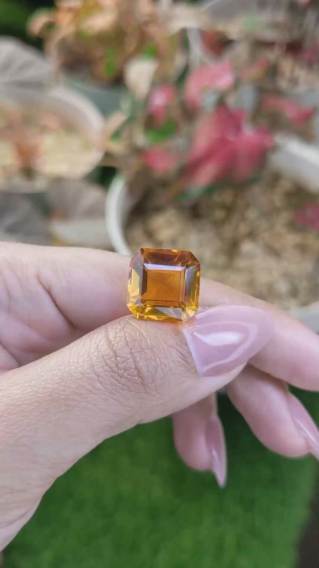 12.05 Ct. Yellowish Orange Citrine from Ceylon (Sri Lanka) Size Video