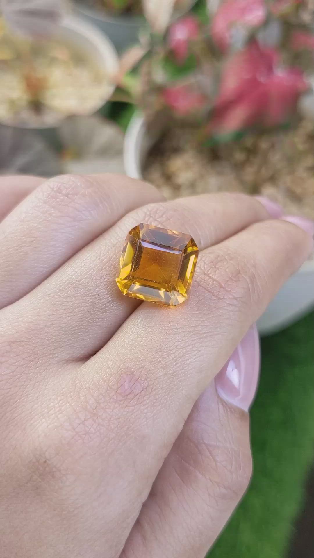 12.05 Ct. Yellowish Orange Citrine from Ceylon (Sri Lanka) Size Video