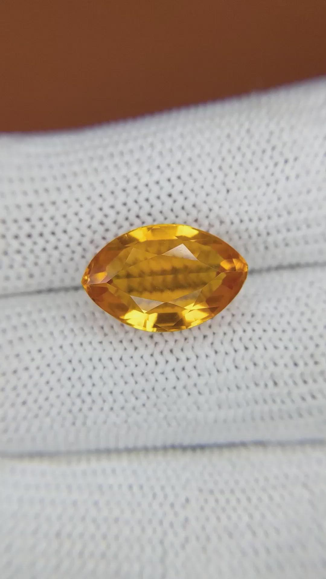 6.44 Ct. Yellowish Orange Citrine from Ceylon (Sri Lanka) Size Video