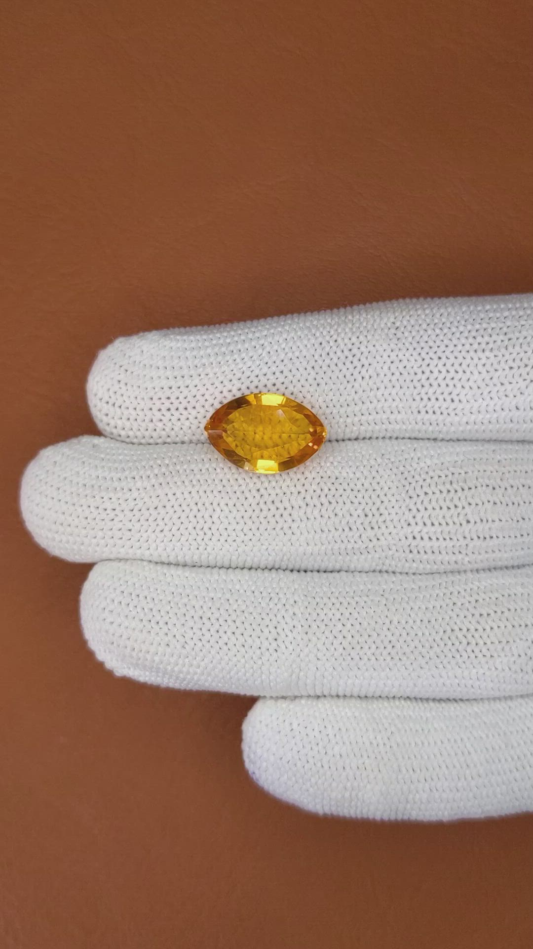 6.44 Ct. Yellowish Orange Citrine from Ceylon (Sri Lanka) Size Video