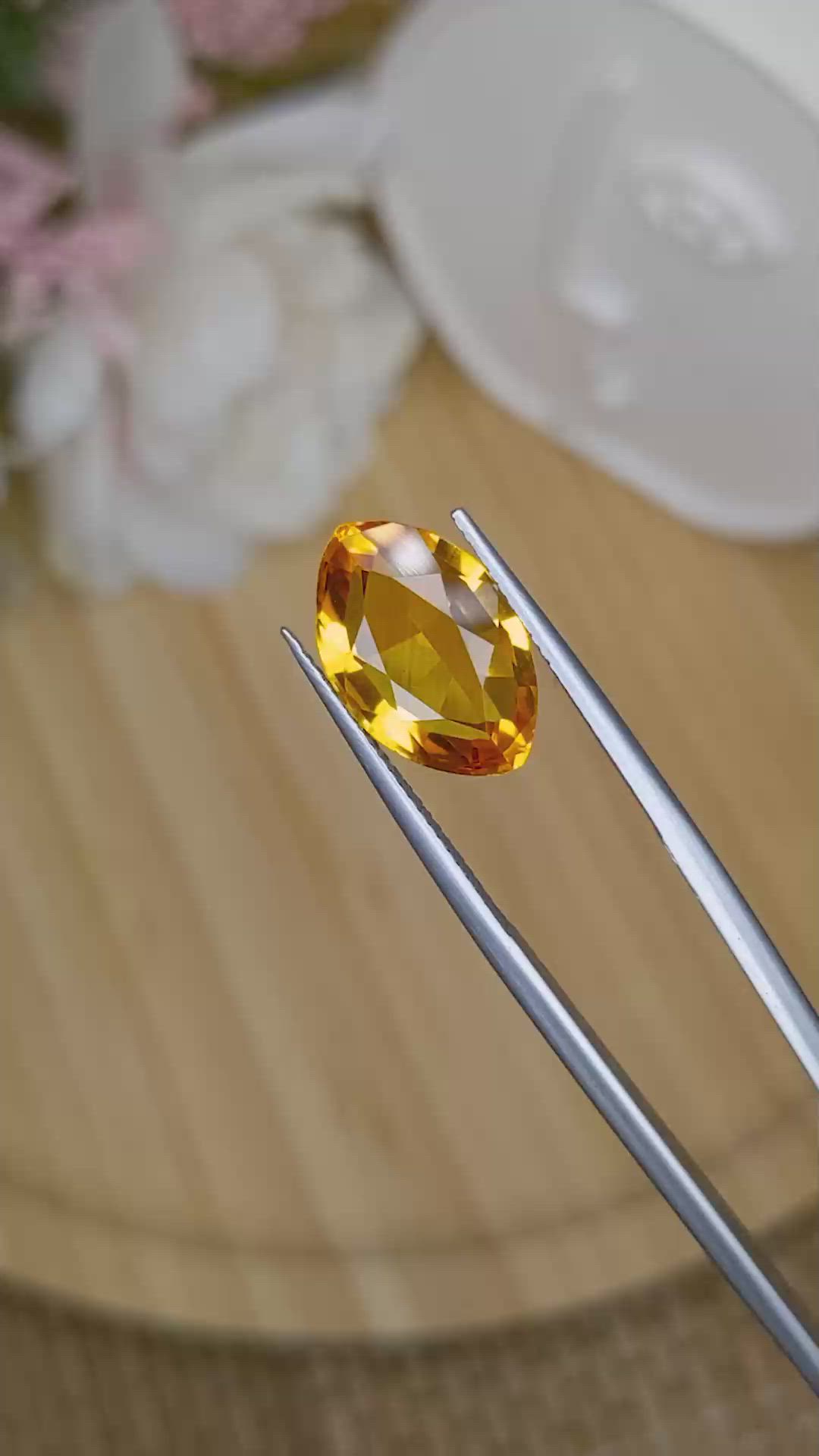 6.44 Ct. Yellowish Orange Citrine from Ceylon (Sri Lanka) Size Video