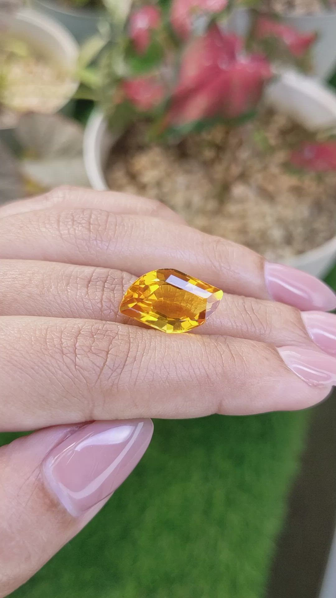 8.31 Ct. Yellowish Orange Citrine from Ceylon (Sri Lanka) Size Video