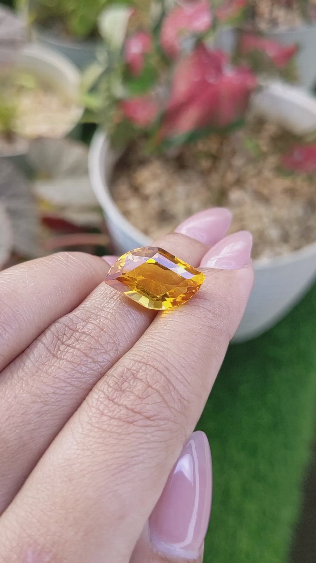 8.31 Ct. Yellowish Orange Citrine from Ceylon (Sri Lanka) Size Video