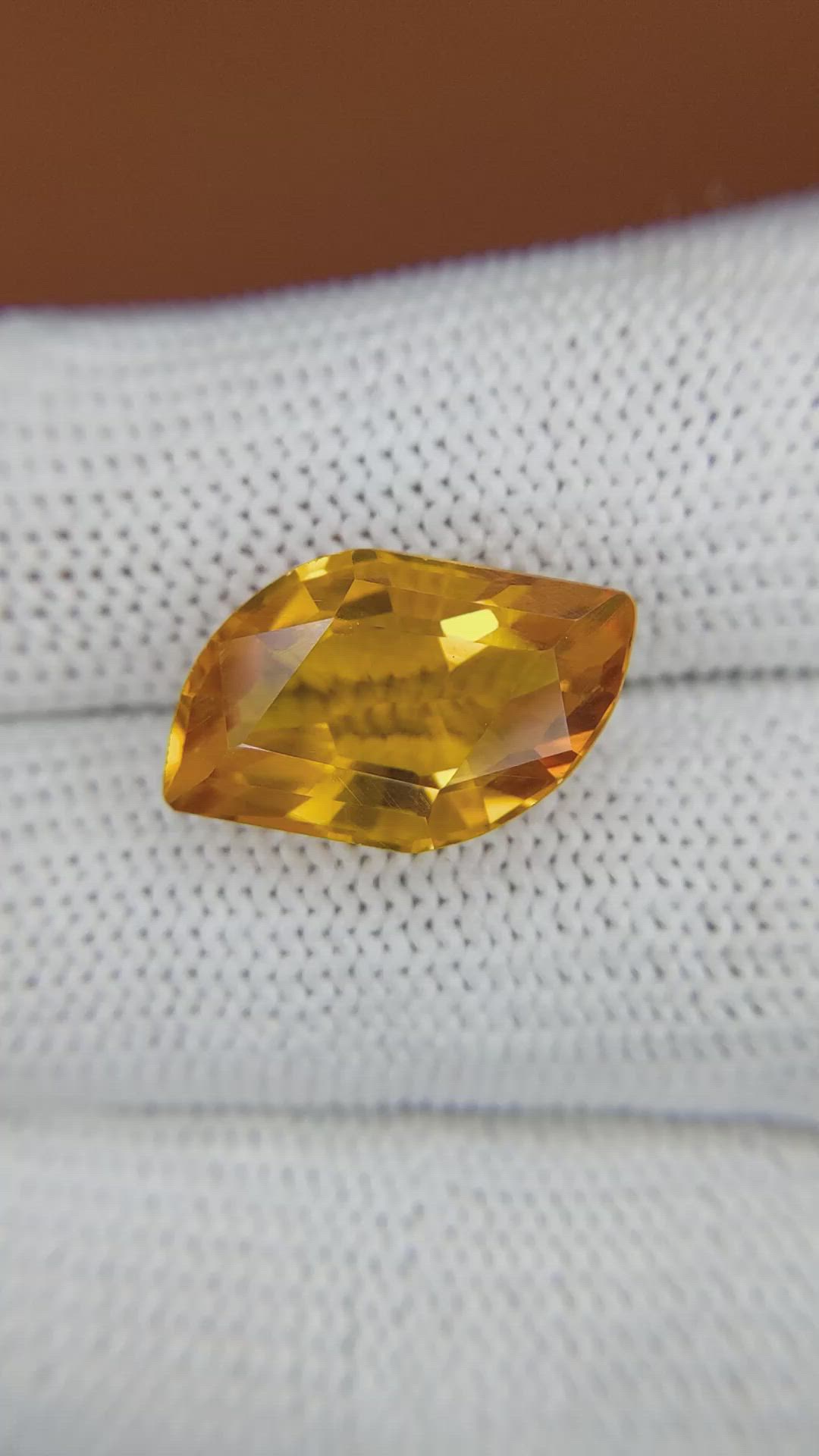 8.31 Ct. Yellowish Orange Citrine from Ceylon (Sri Lanka) Size Video