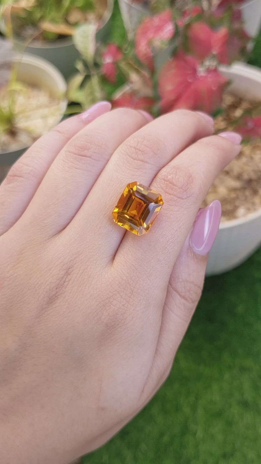 11.52 Ct. Yellowish Orange Citrine from Ceylon (Sri Lanka) Size Video