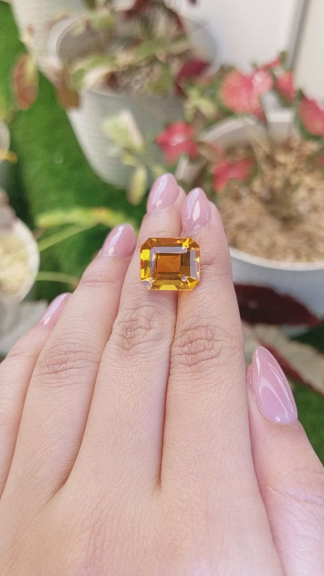 11.52 Ct. Yellowish Orange Citrine from Ceylon (Sri Lanka) Size Video