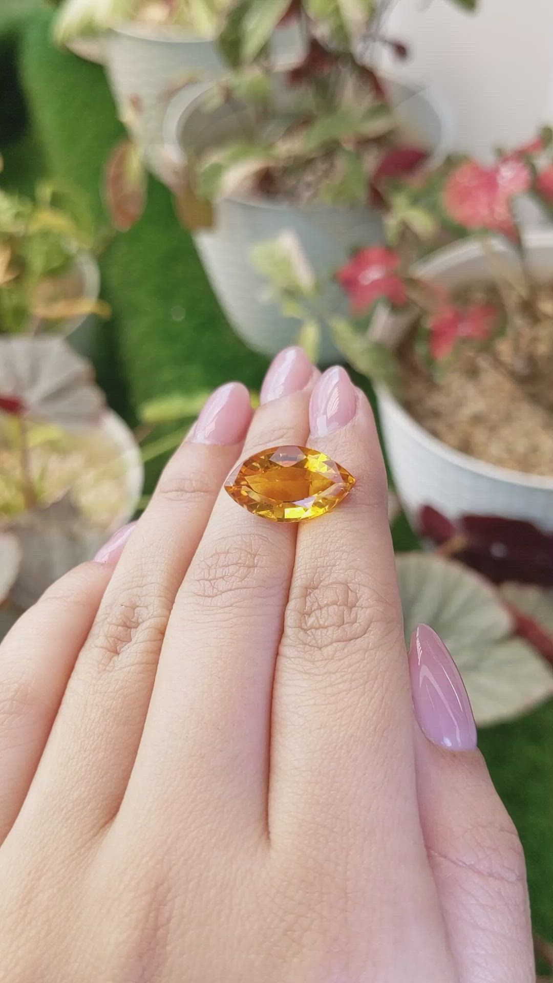 9.90 Ct. Yellowish Orange Citrine from Ceylon (Sri Lanka) Size Video