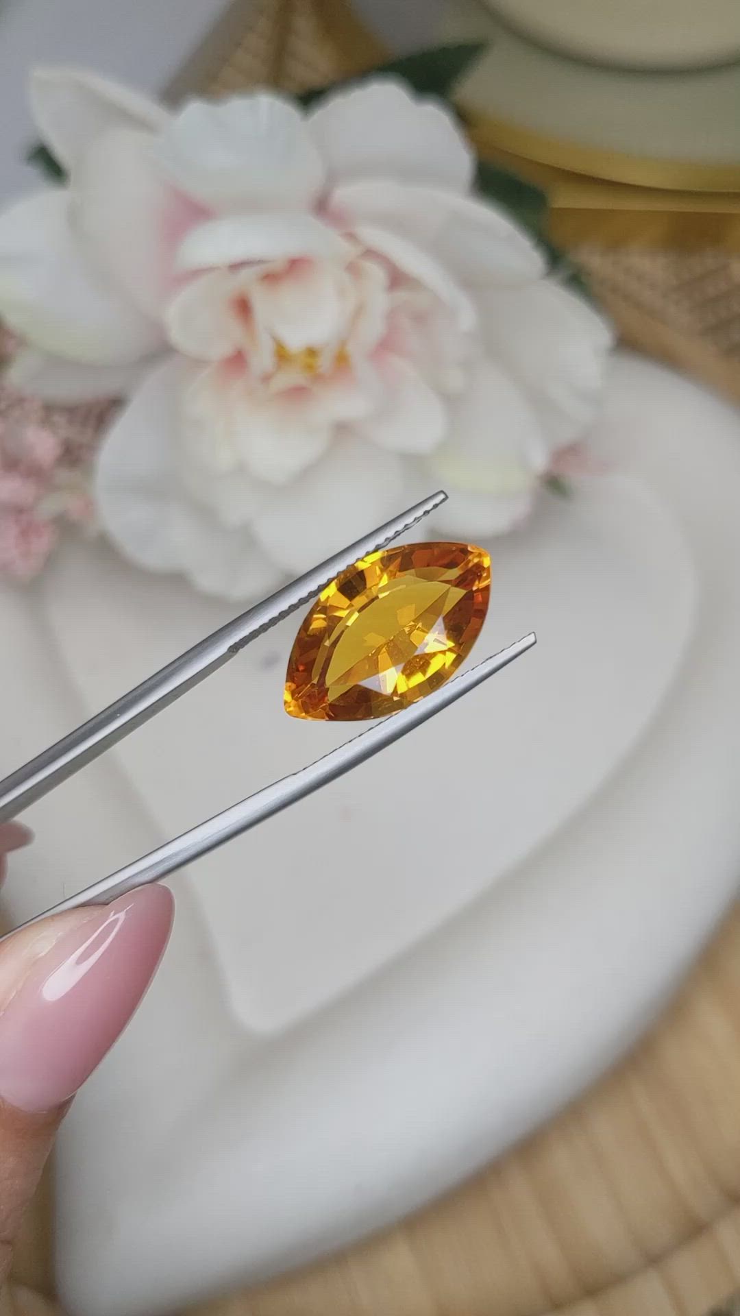 9.90 Ct. Yellowish Orange Citrine from Ceylon (Sri Lanka) Size Video