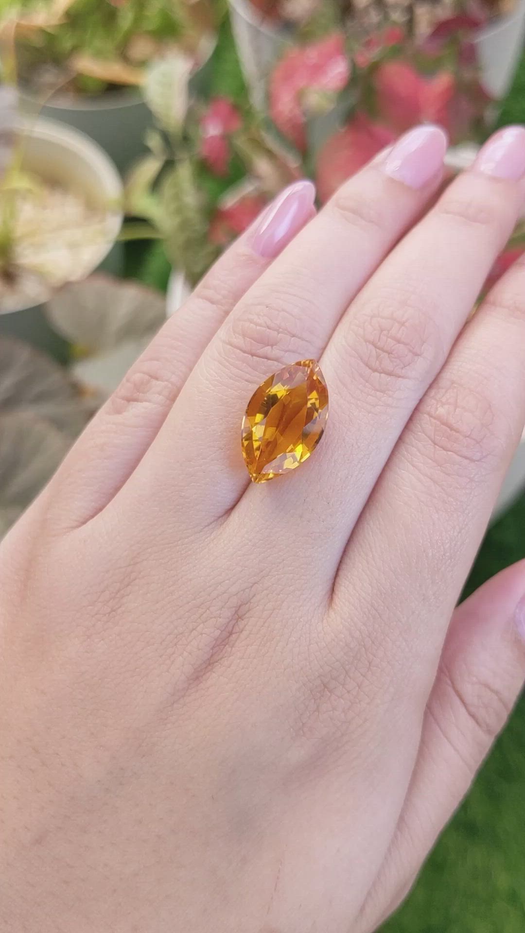 9.90 Ct. Yellowish Orange Citrine from Ceylon (Sri Lanka) Size Video