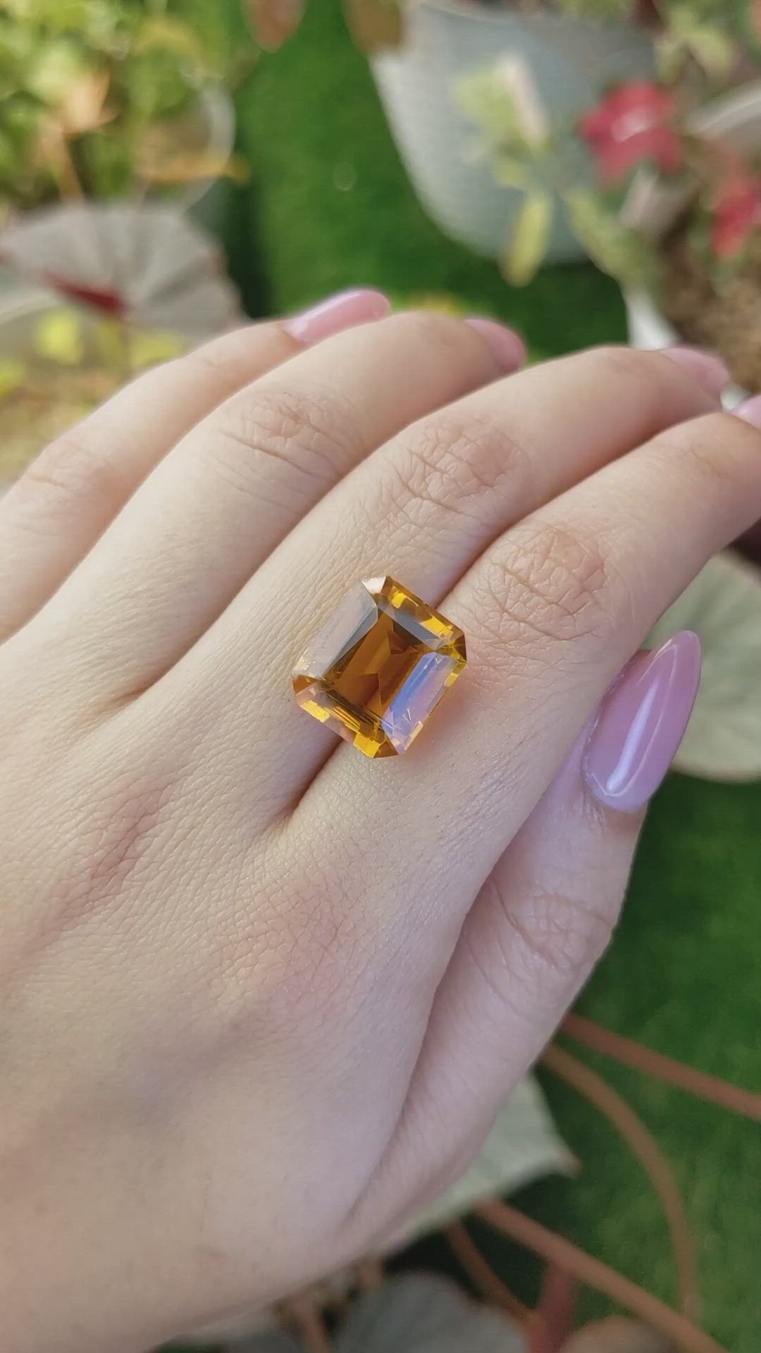 10.80 Ct. Yellowish Orange Citrine from Ceylon (Sri Lanka) Size Video