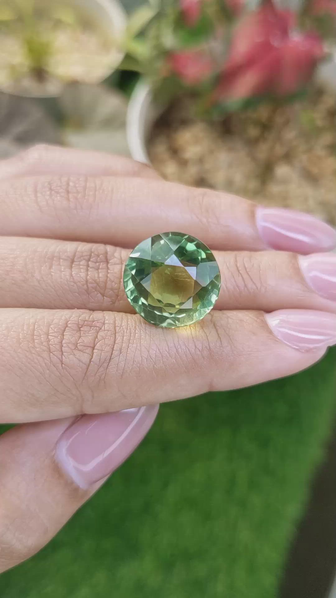 18.34 Ct. Yellowish Green Prasiolite from Brazil Size Video