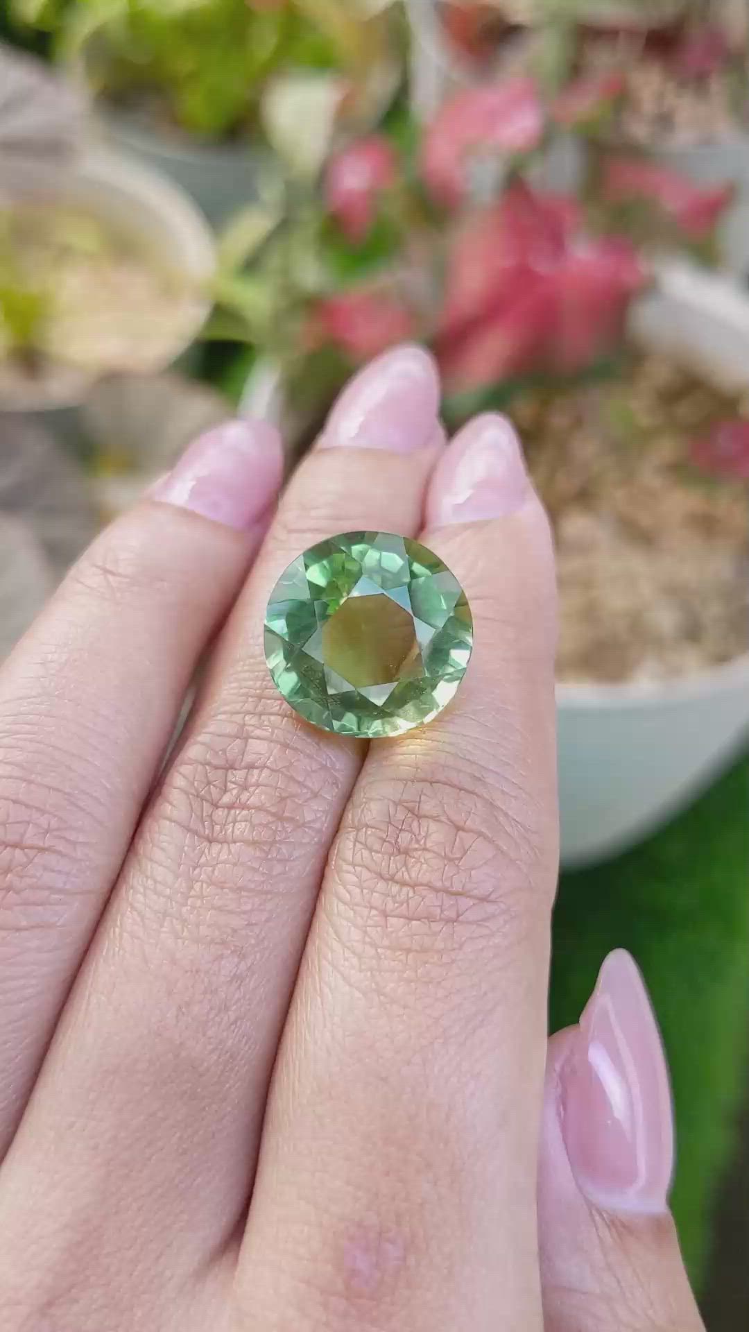 18.34 Ct. Yellowish Green Prasiolite from Brazil Size Video