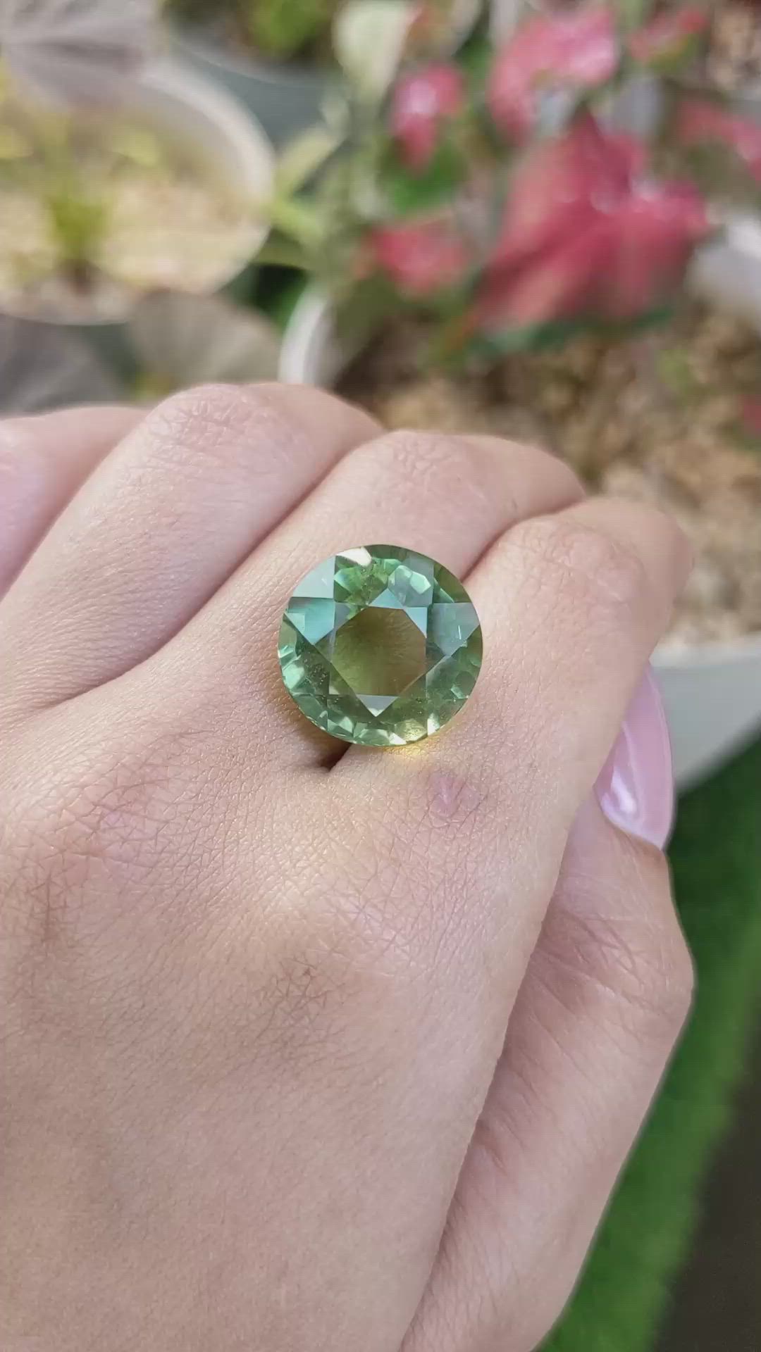 18.34 Ct. Yellowish Green Prasiolite from Brazil Size Video