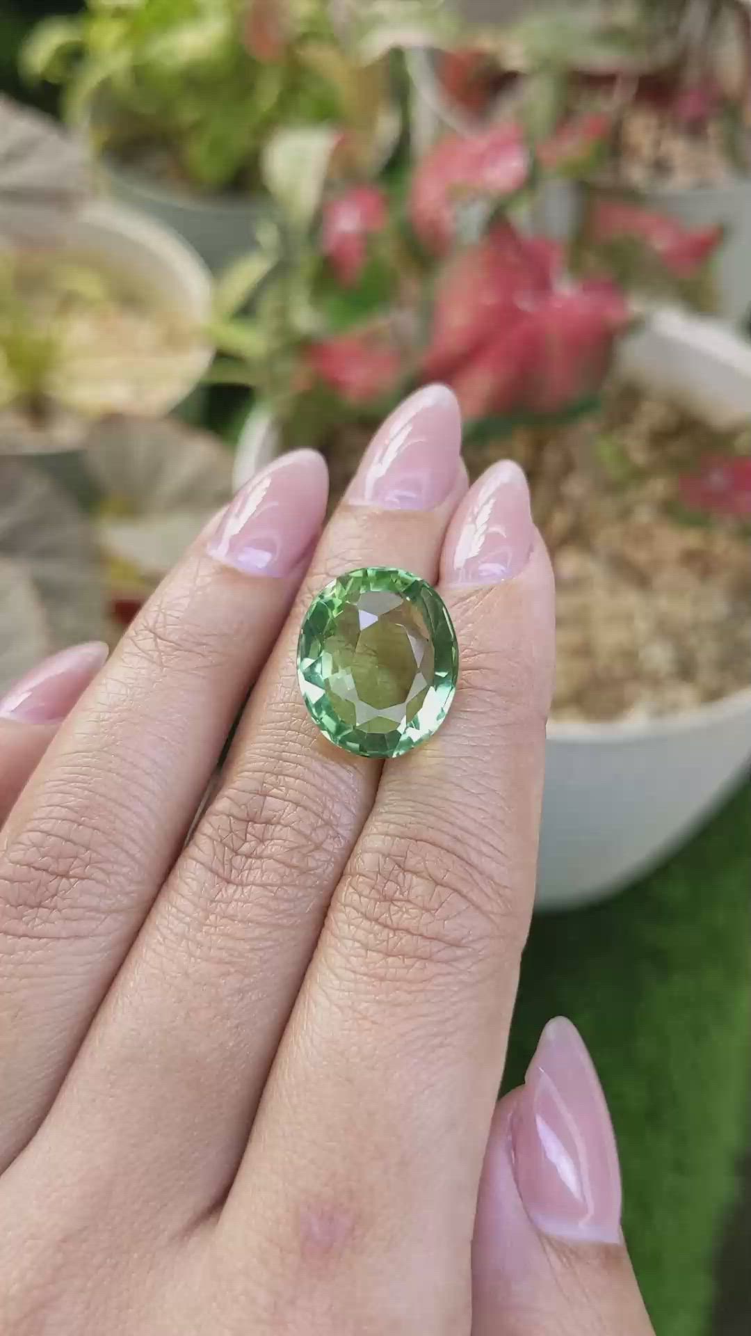 15.24 Ct. Yellowish Green Prasiolite from Brazil Size Video