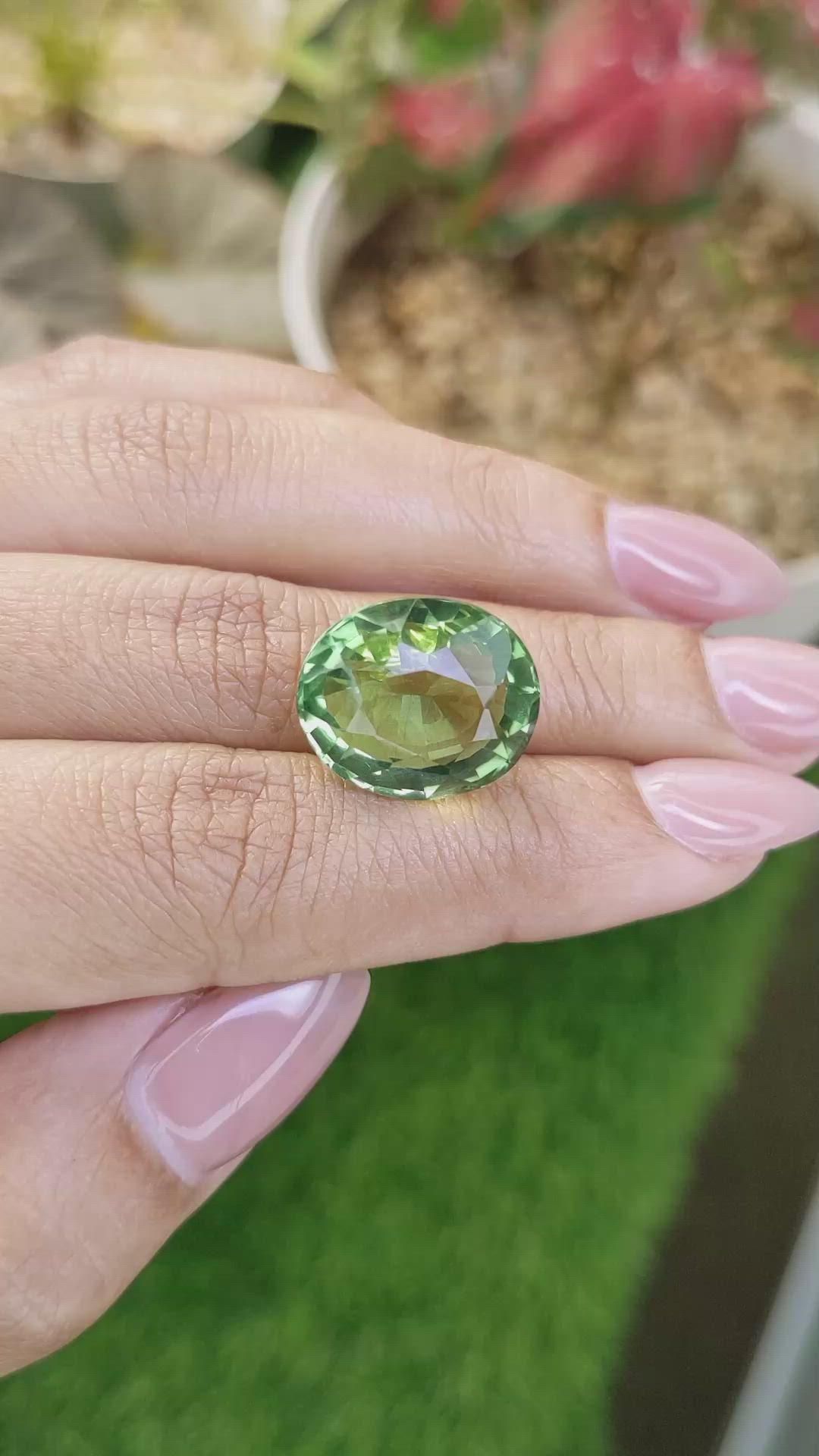 15.24 Ct. Yellowish Green Prasiolite from Brazil Size Video