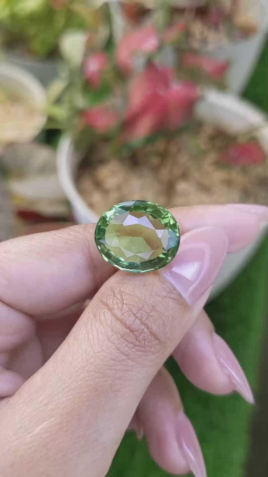 15.24 Ct. Yellowish Green Prasiolite from Brazil Size Video