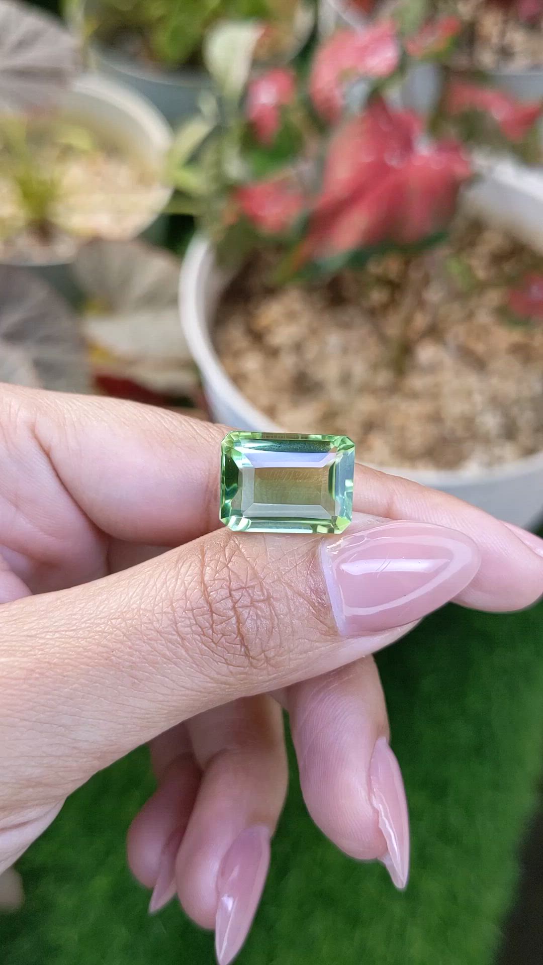 10.80 Ct. Yellowish Green Prasiolite from Brazil Size Video