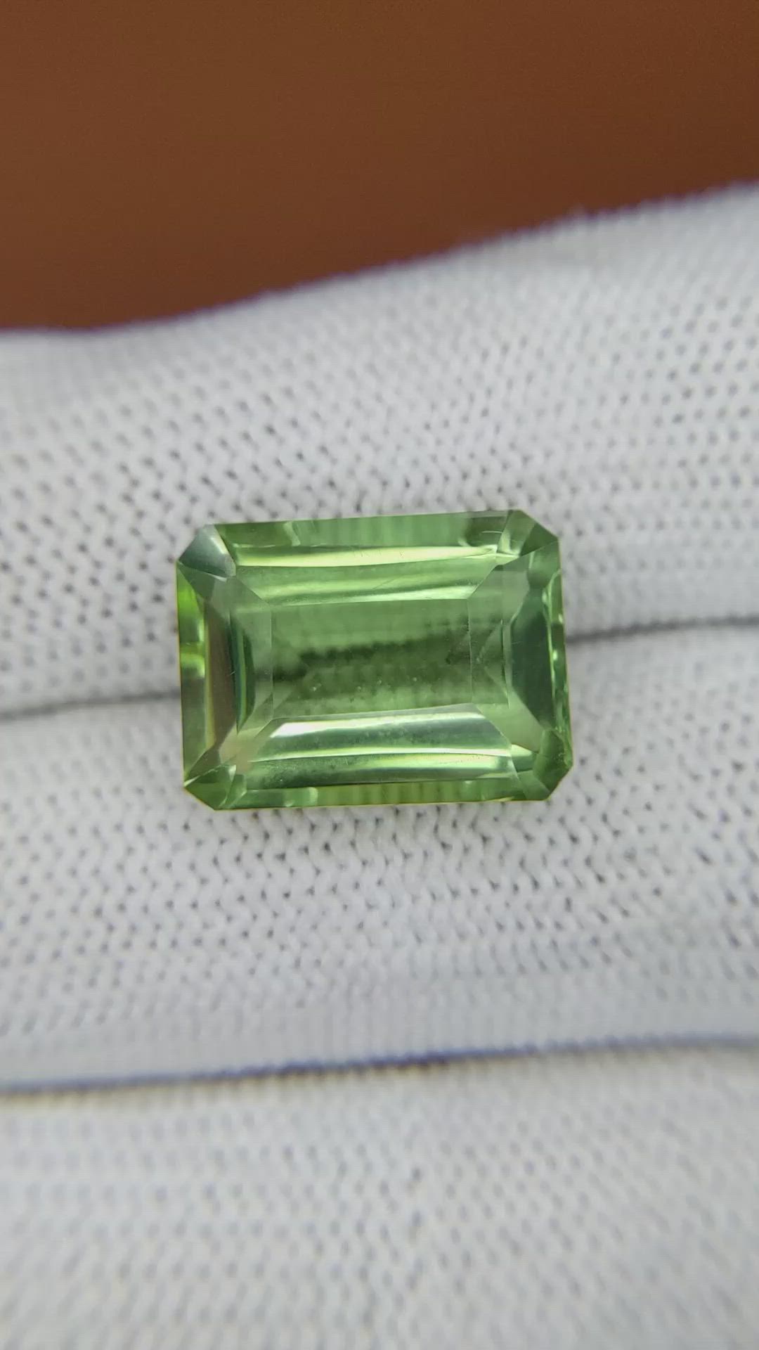 10.80 Ct. Yellowish Green Prasiolite from Brazil Size Video