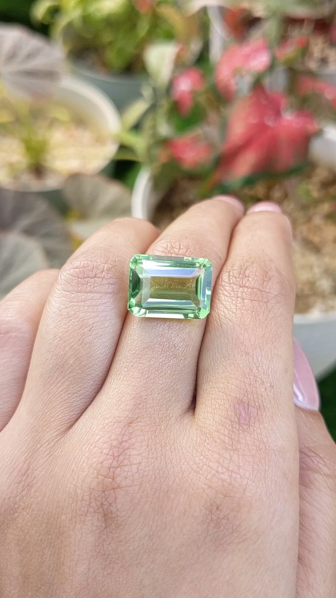 10.80 Ct. Yellowish Green Prasiolite from Brazil Size Video