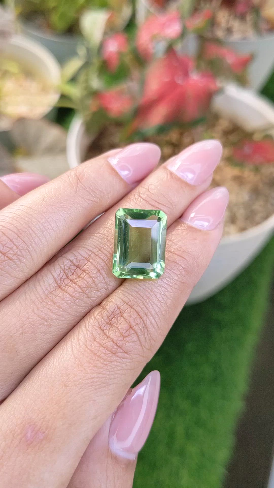 10.80 Ct. Yellowish Green Prasiolite from Brazil Size Video