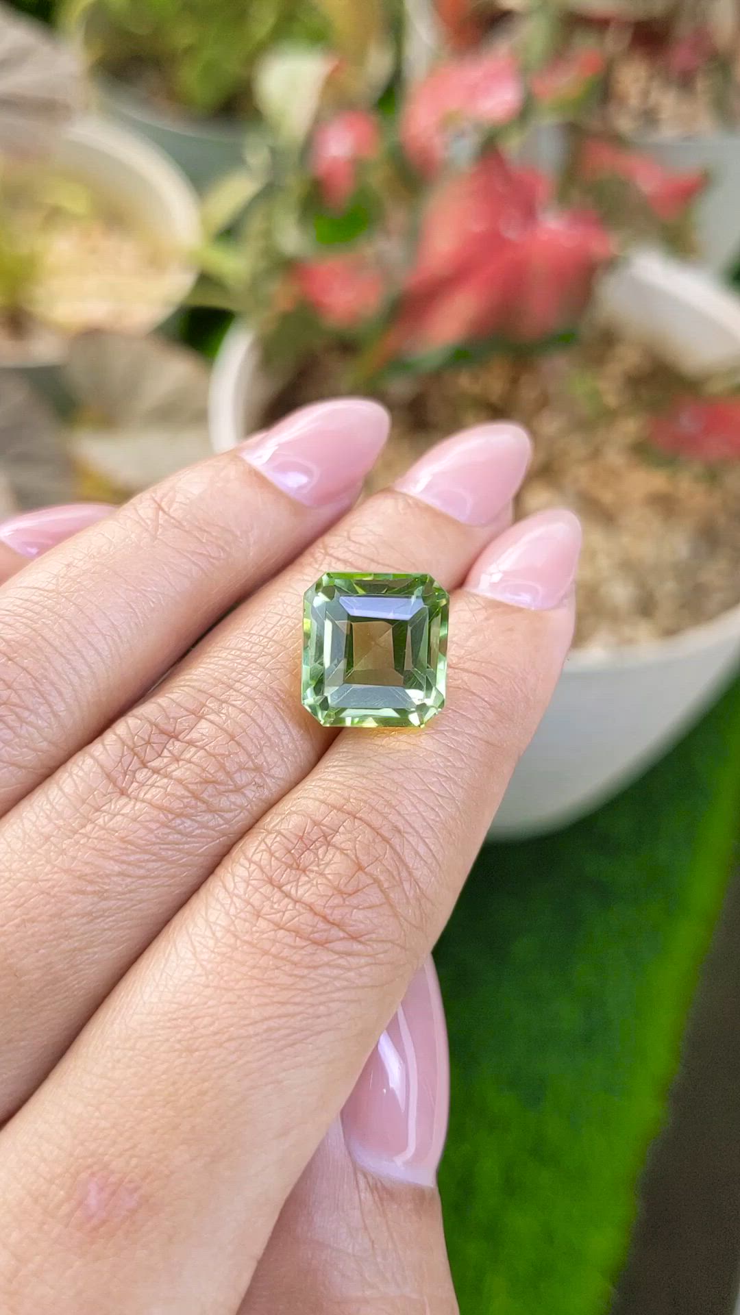 10.75 Ct. Yellowish Green Prasiolite from Brazil Size Video