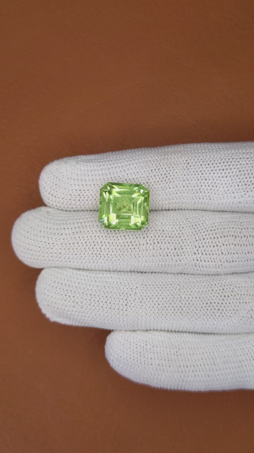 10.75 Ct. Yellowish Green Prasiolite from Brazil Size Video