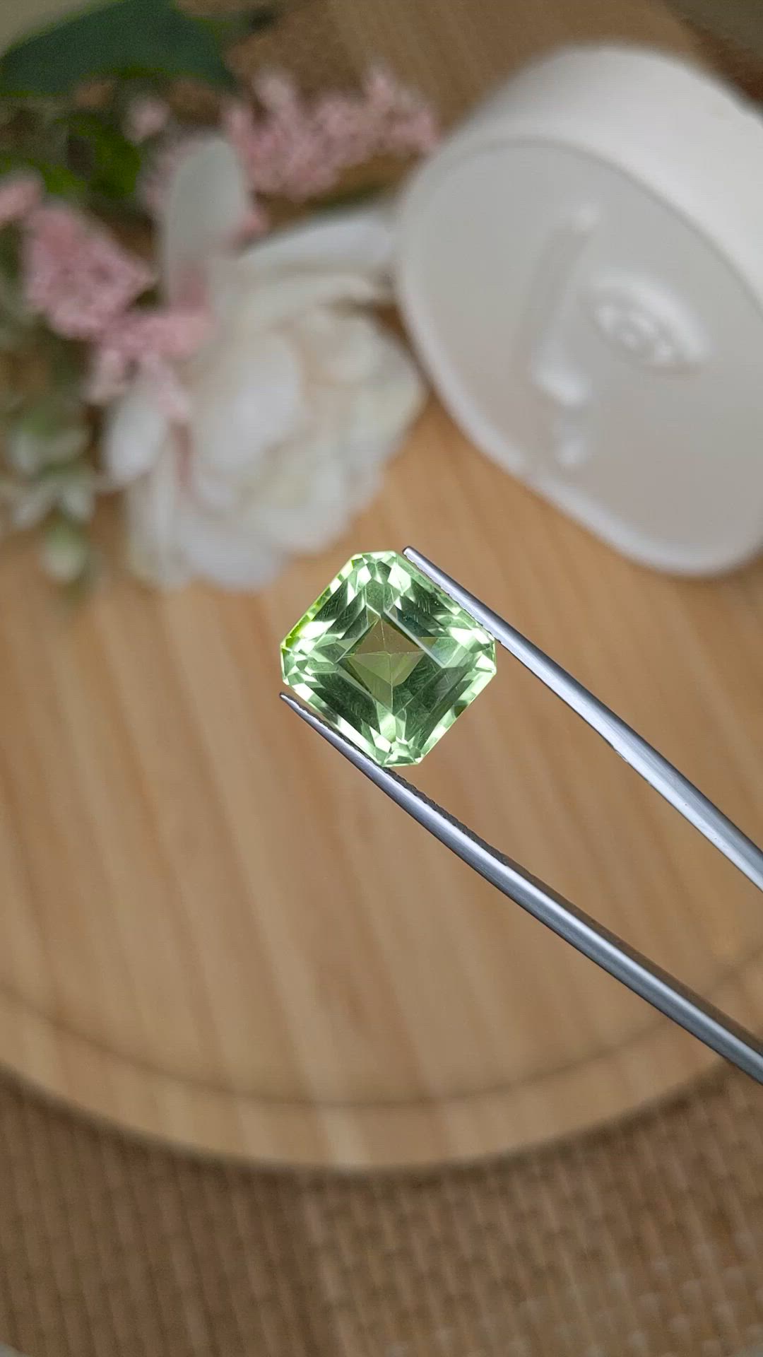 10.75 Ct. Yellowish Green Prasiolite from Brazil Size Video