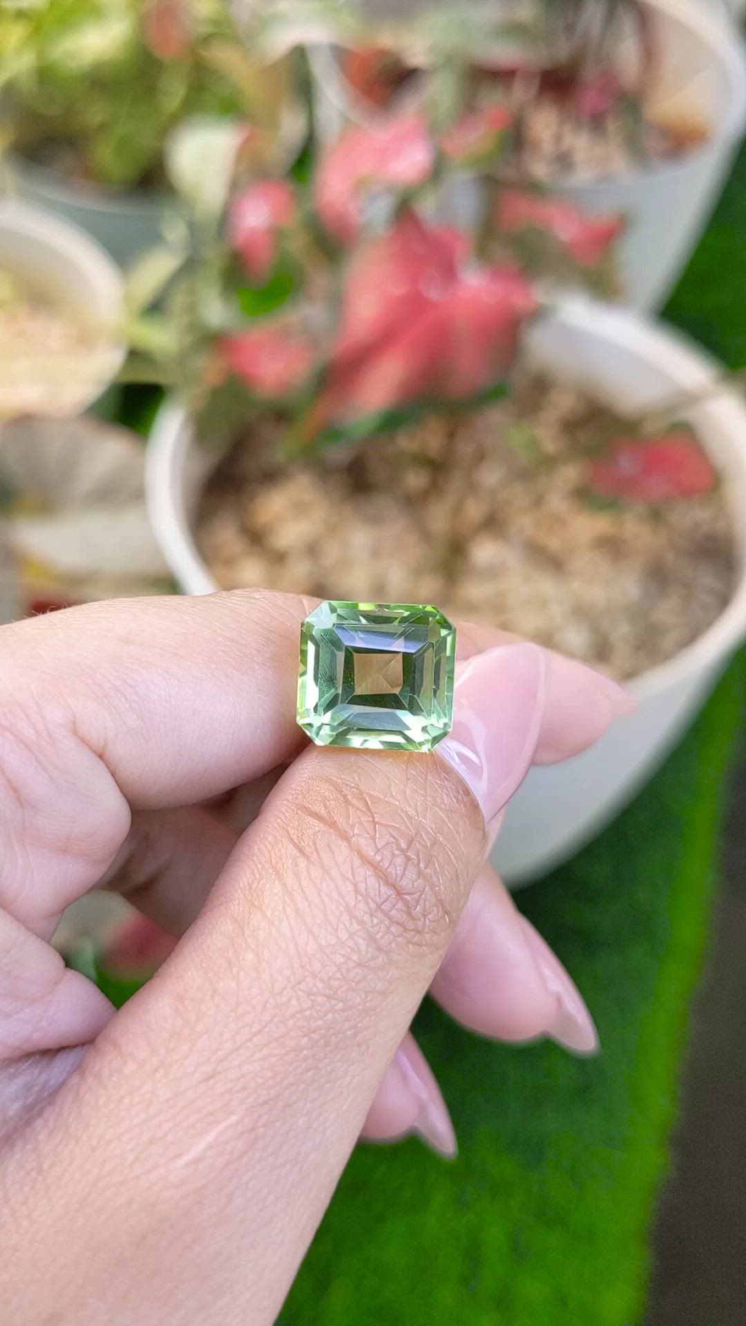 10.75 Ct. Yellowish Green Prasiolite from Brazil Size Video
