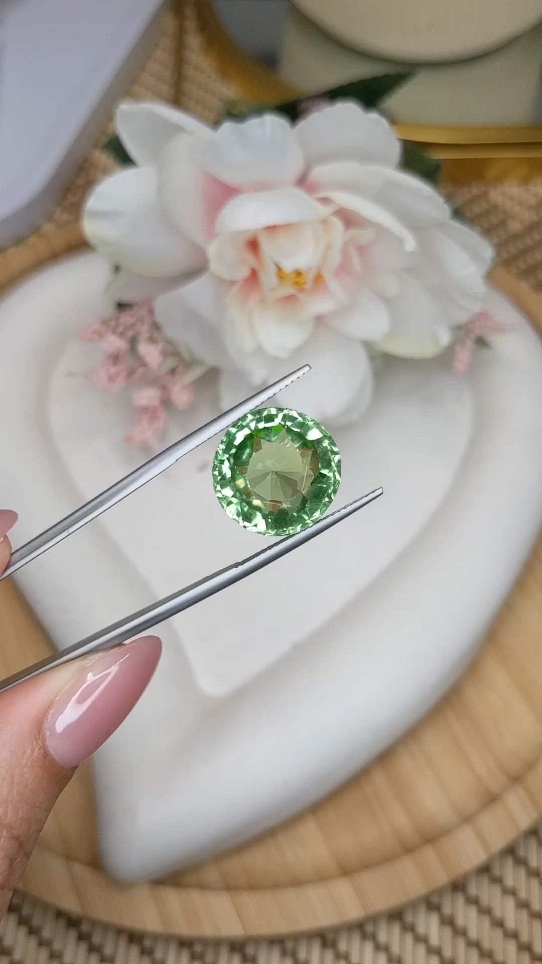 14.10 Ct. Green Prasiolite from Brazil Size Video