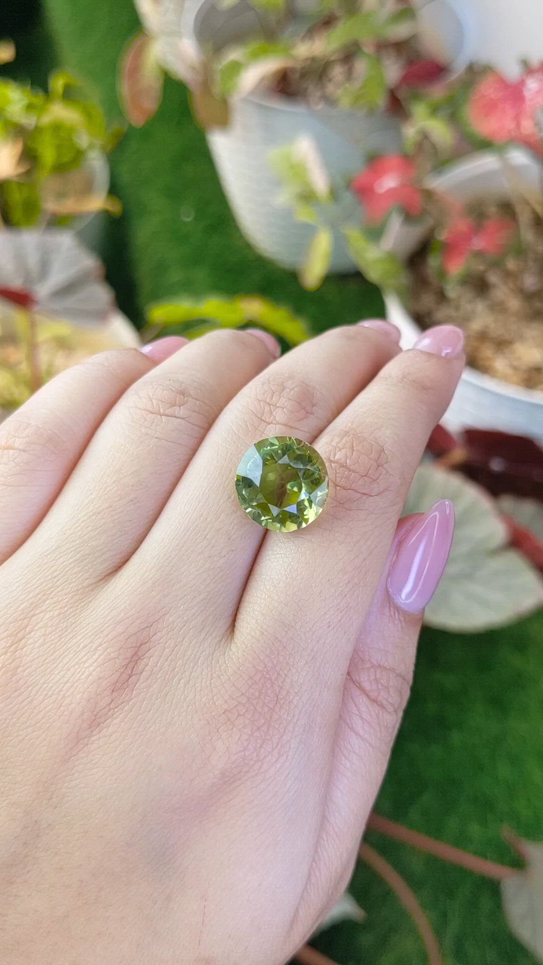 10.71 Ct. Yellowish Green Prasiolite from Brazil Size Video