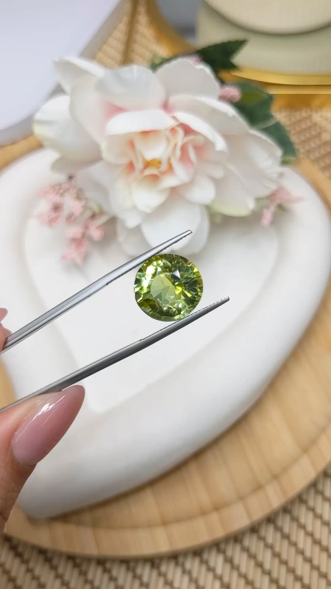 10.71 Ct. Yellowish Green Prasiolite from Brazil Size Video