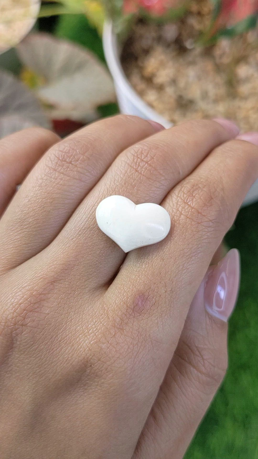 4.27 Ct. Salmon and White Cabochon Coral from Italy Size Video