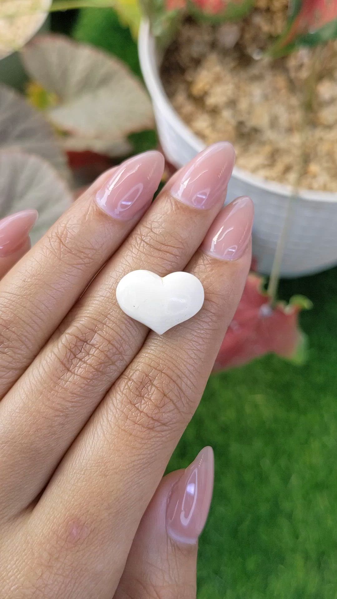 4.27 Ct. Salmon and White Cabochon Coral from Italy Size Video