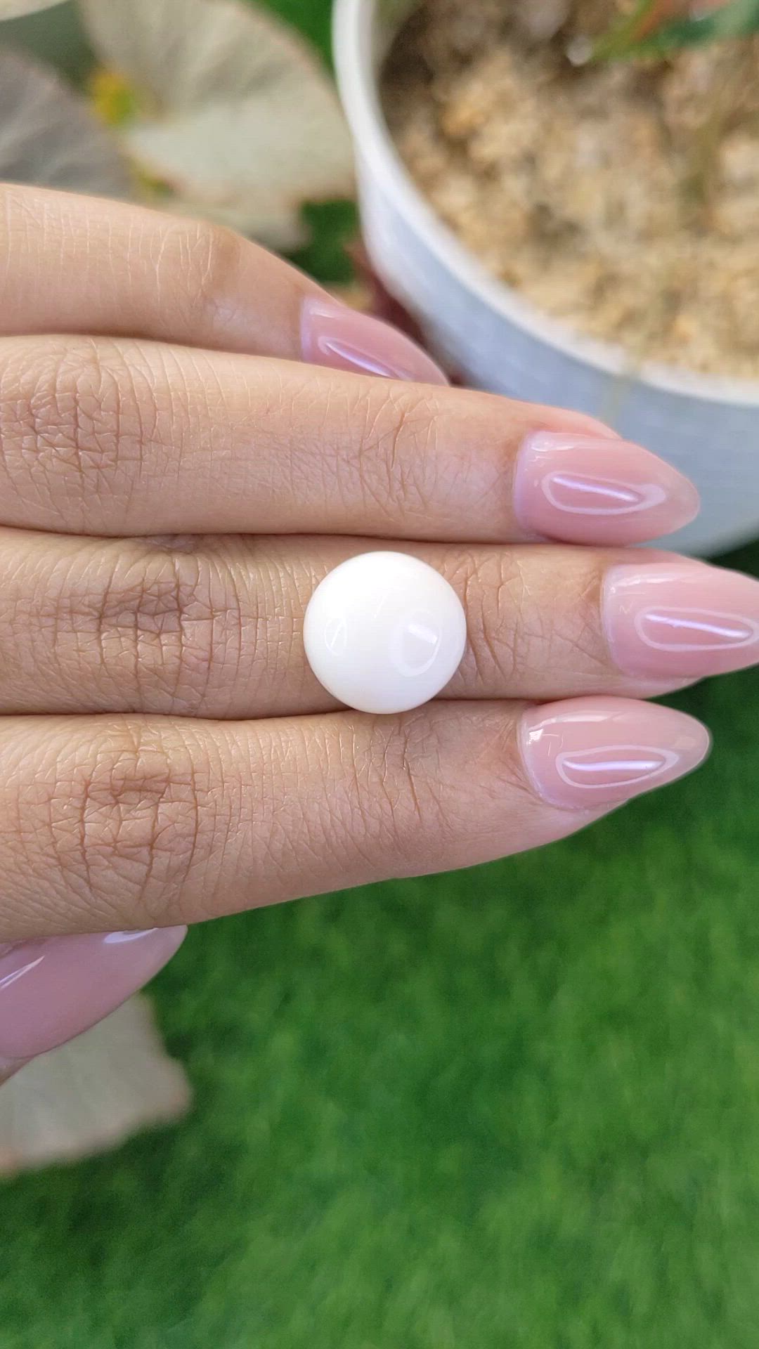 8.17 Ct. Salmon and White Cabochon Coral from Italy Size Video