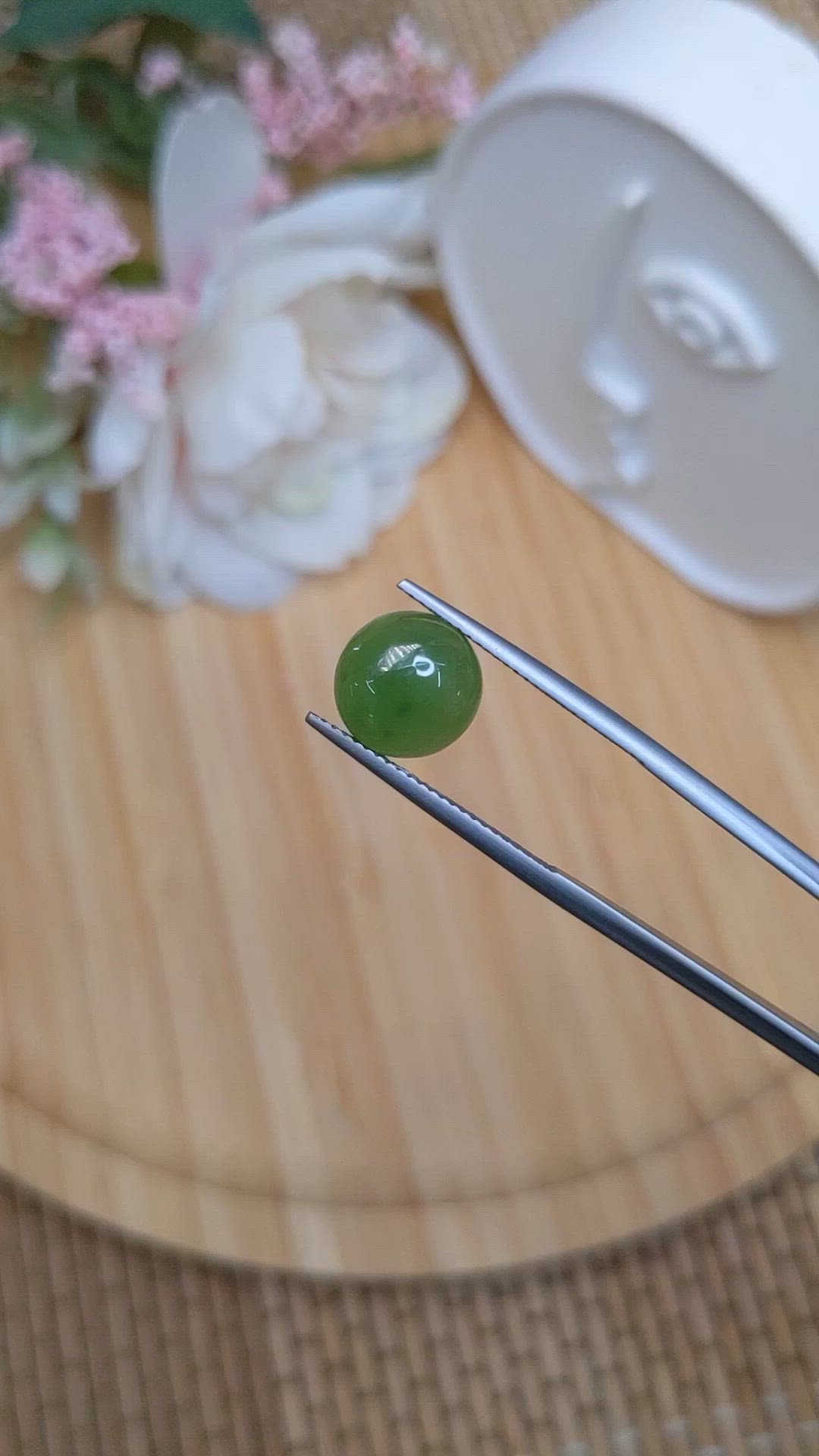 3.42 Ct. Green Cabochon Jade from Burma (Myanmar) Size Video