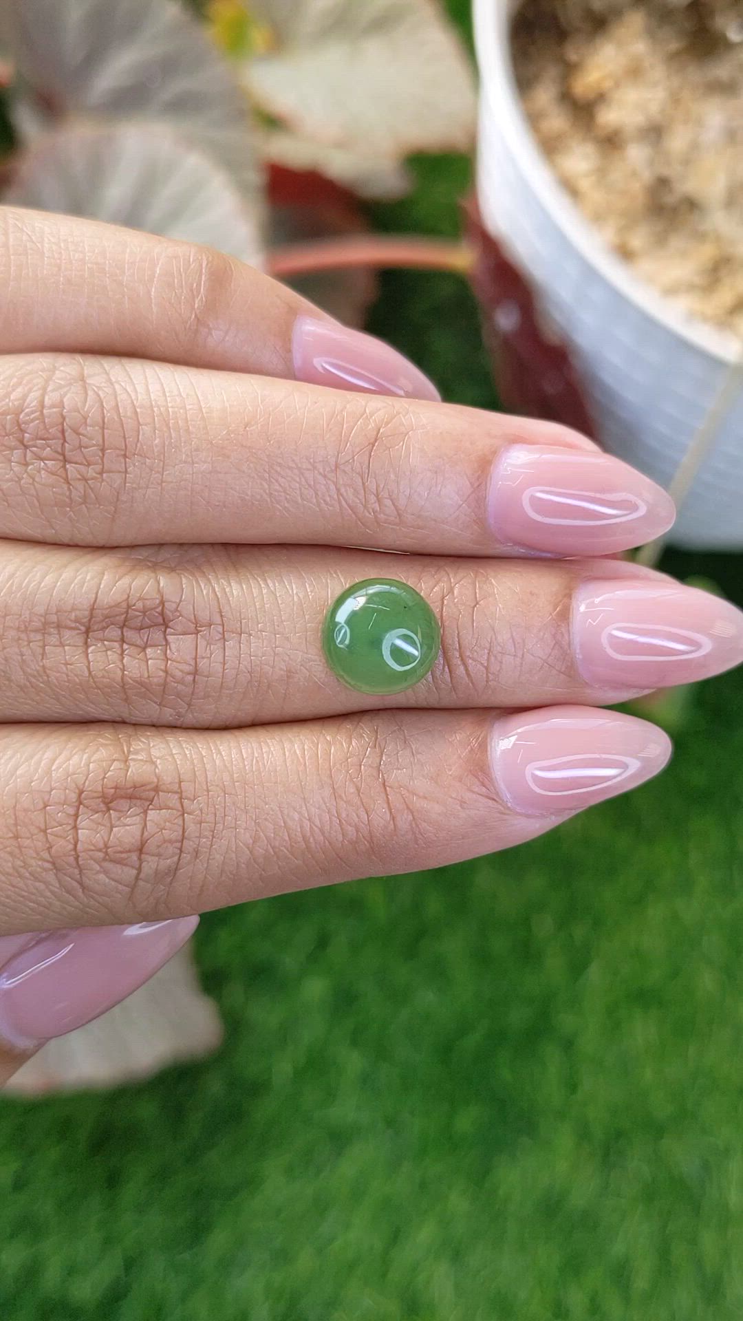 3.42 Ct. Green Cabochon Jade from Burma (Myanmar) Size Video