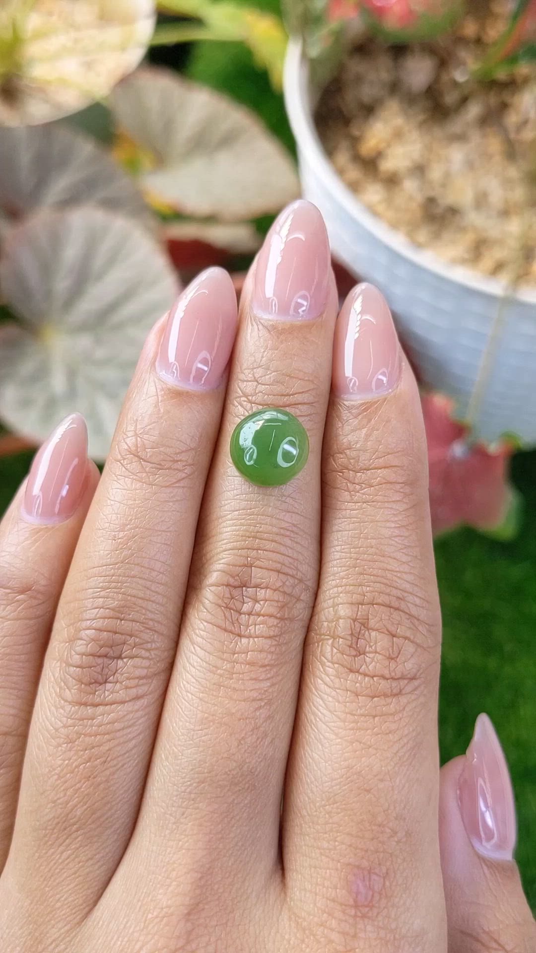 3.42 Ct. Green Cabochon Jade from Burma (Myanmar) Size Video