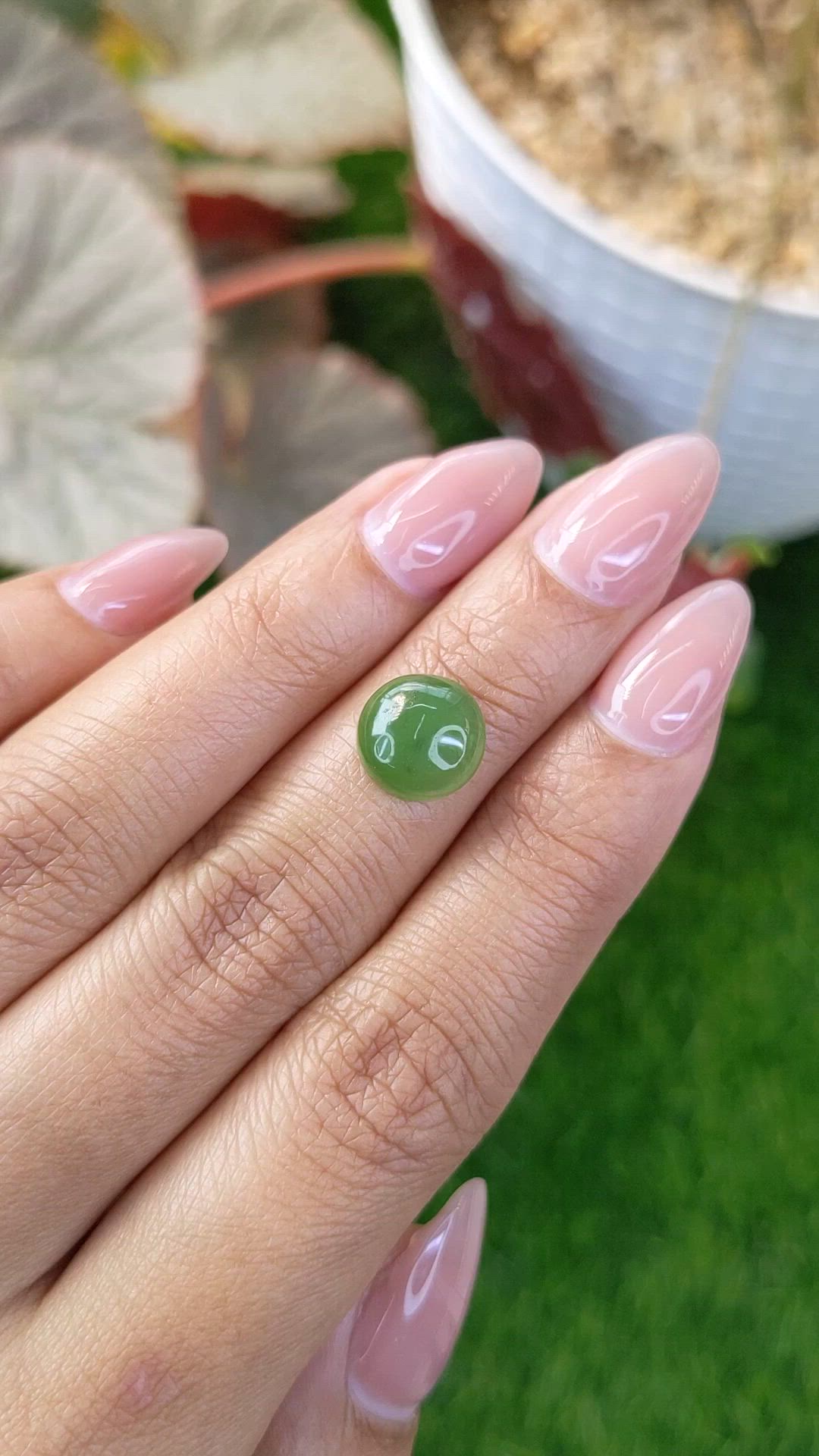 3.42 Ct. Green Cabochon Jade from Burma (Myanmar) Size Video