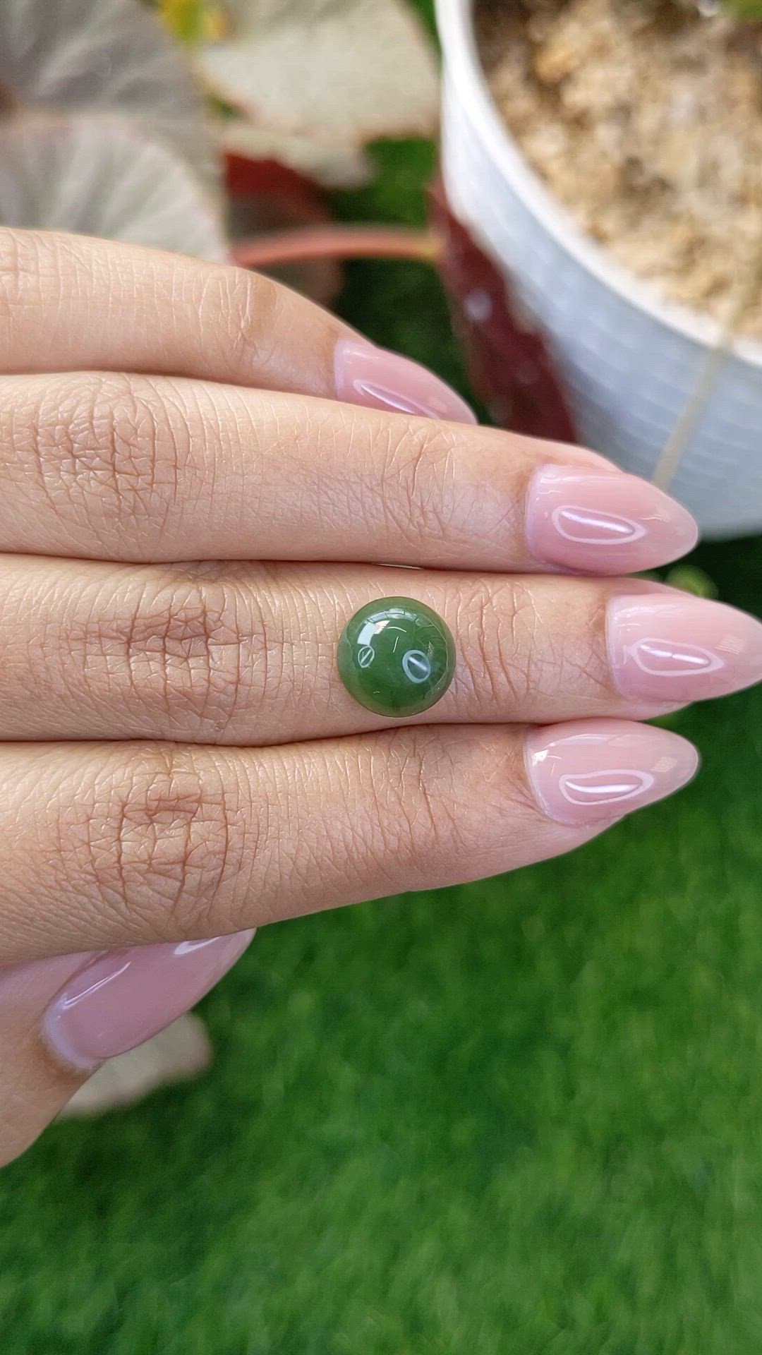 3.65 Ct. Green Cabochon Jade from Burma (Myanmar) Size Video
