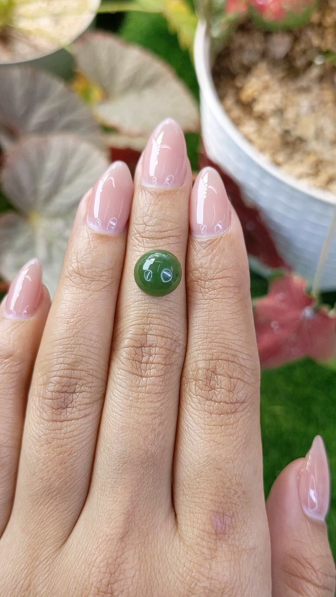 3.65 Ct. Green Cabochon Jade from Burma (Myanmar) Size Video