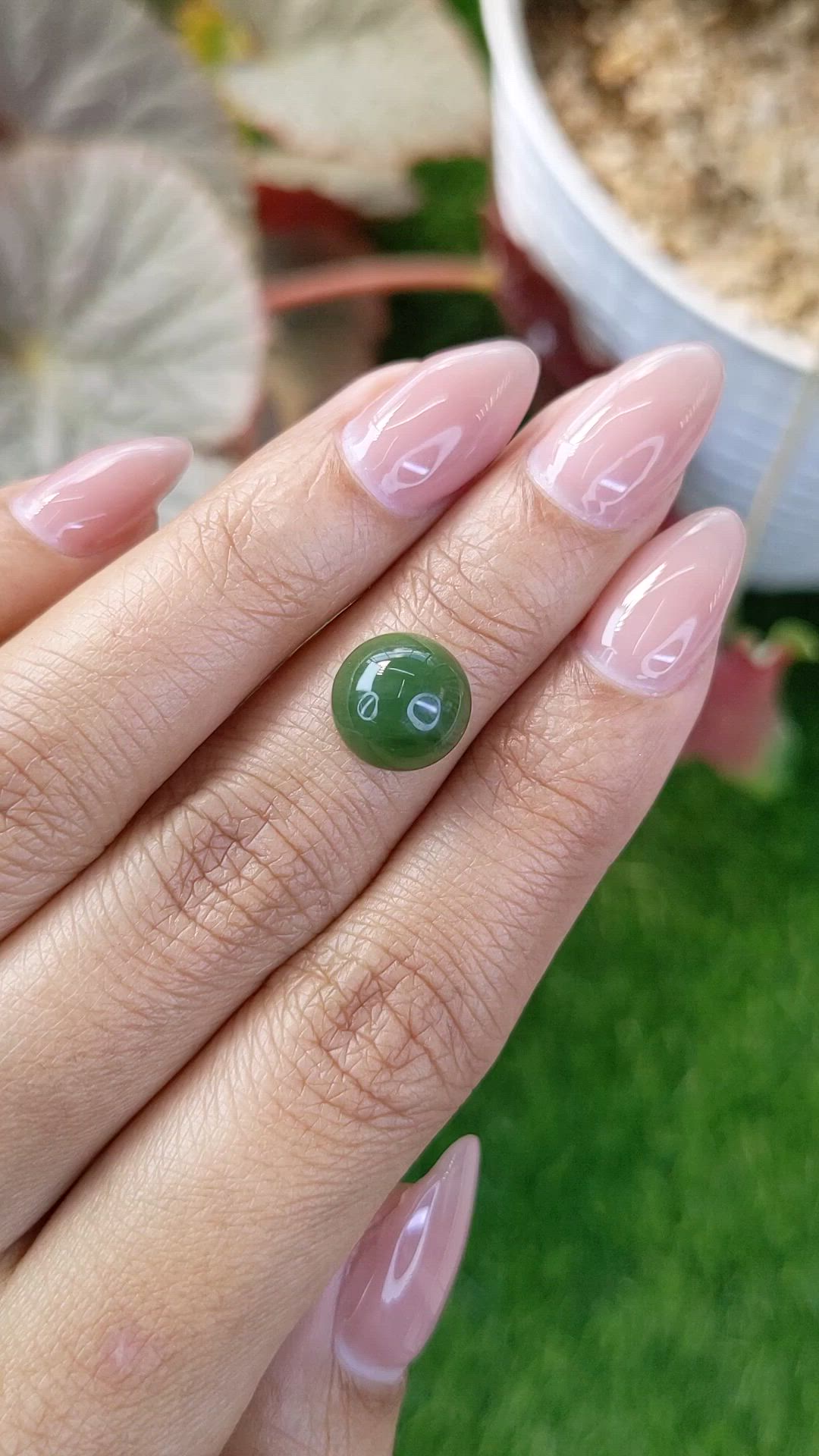 3.65 Ct. Green Cabochon Jade from Burma (Myanmar) Size Video