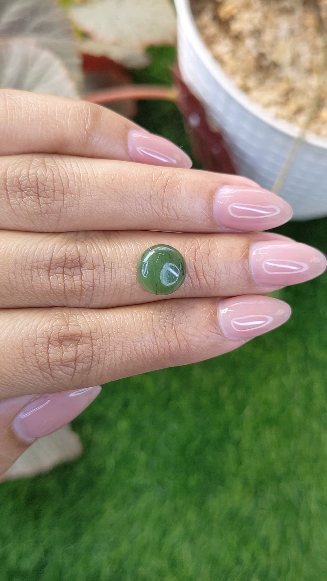 3.22 Ct. Green Cabochon Jade from Burma (Myanmar) Size Video