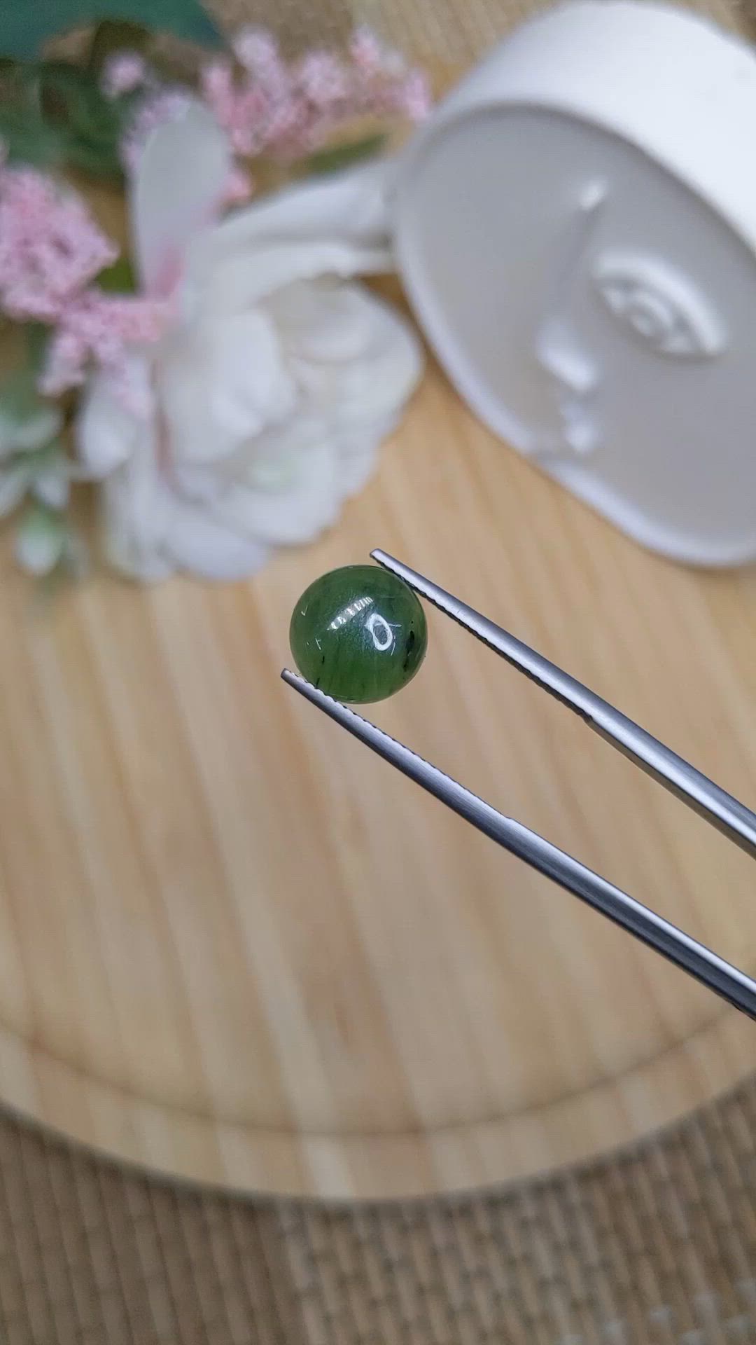 3.22 Ct. Green Cabochon Jade from Burma (Myanmar) Size Video