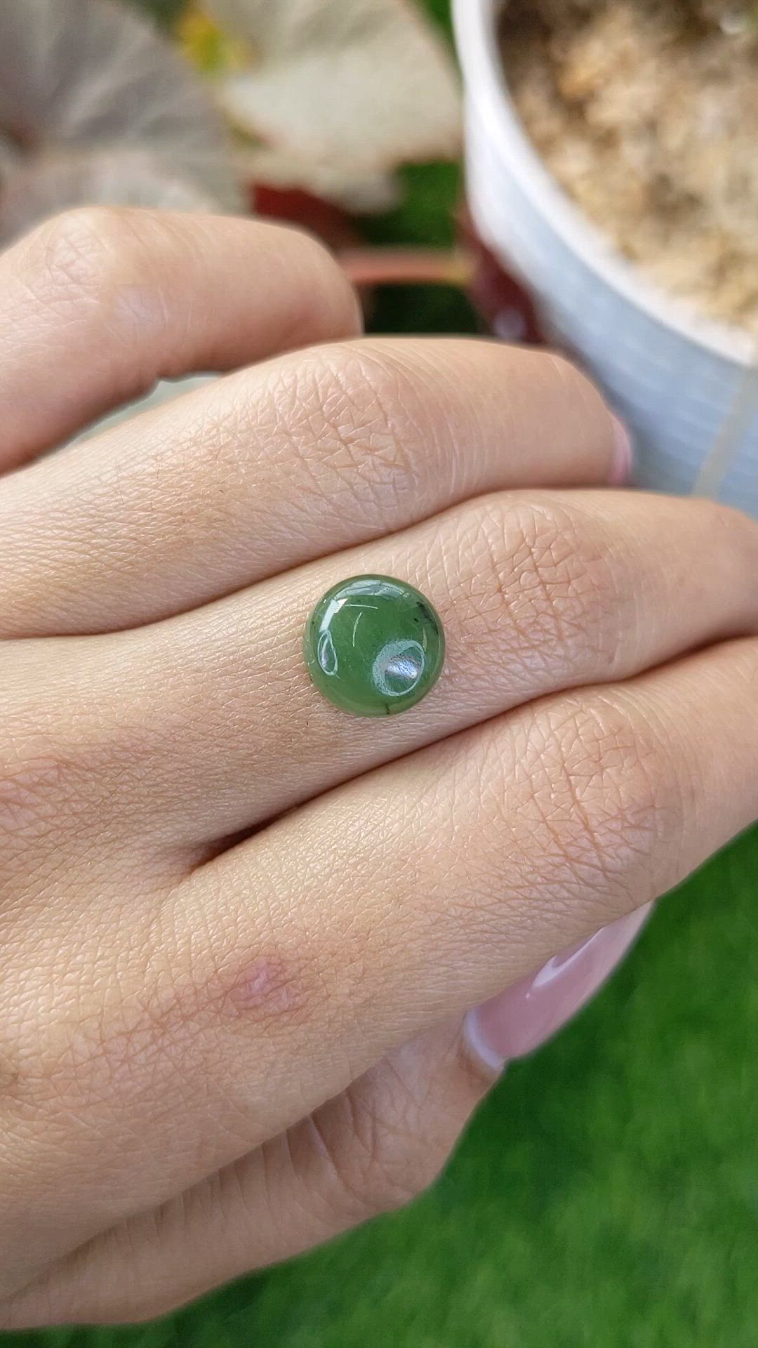 3.22 Ct. Green Cabochon Jade from Burma (Myanmar) Size Video