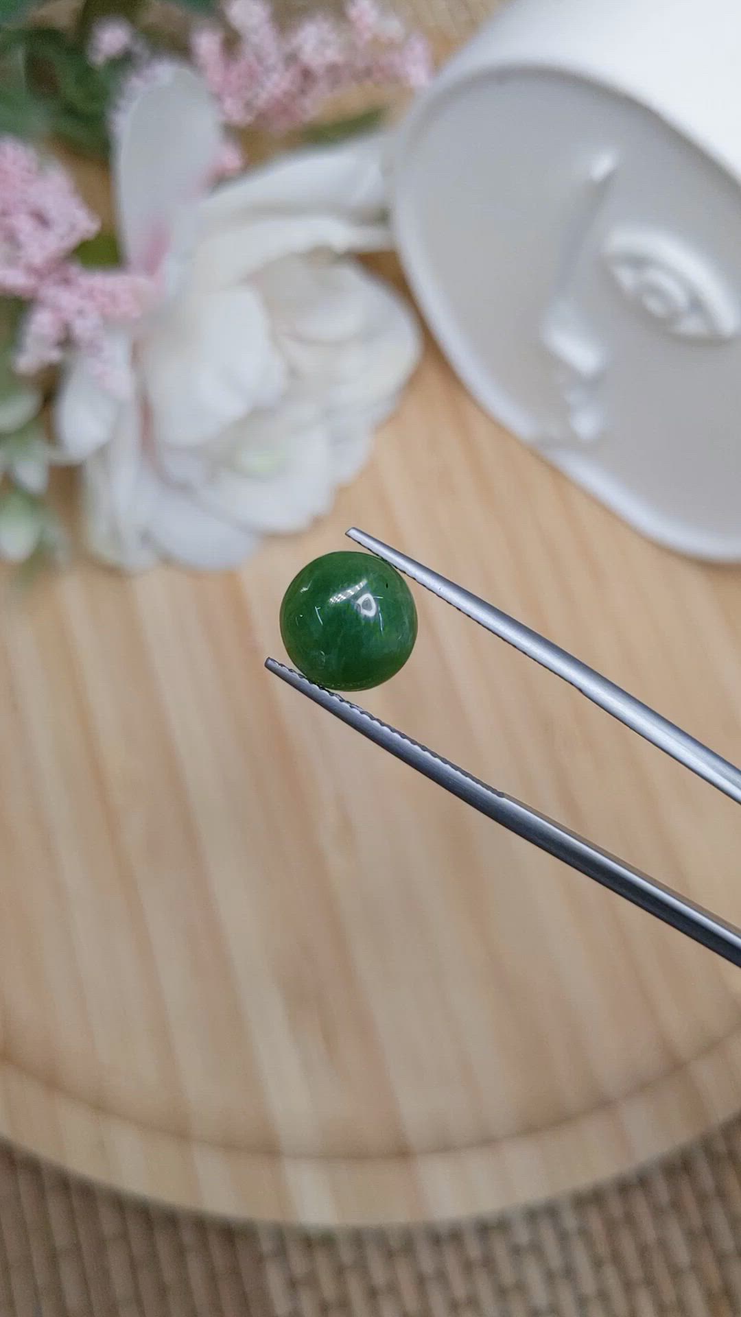 3.27 Ct. Green Cabochon Jade from Burma (Myanmar) Size Video