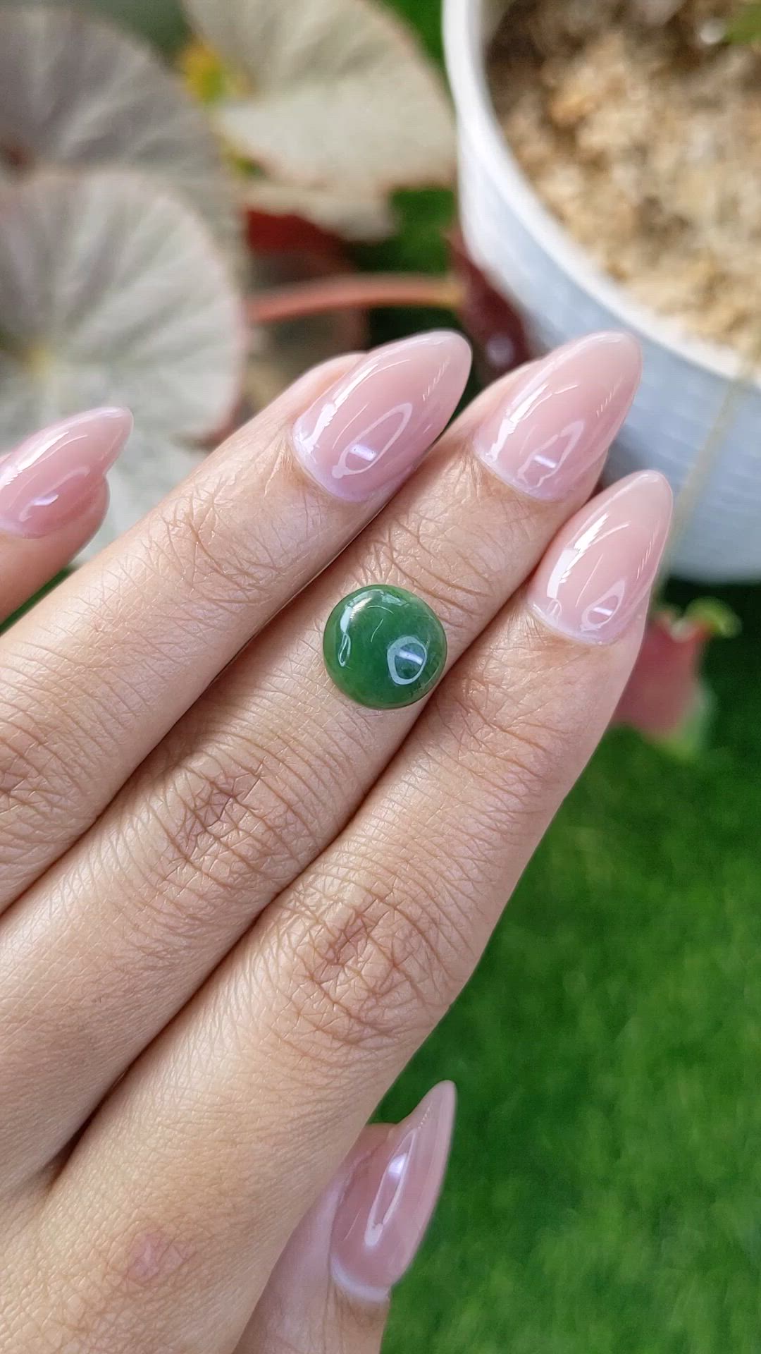3.27 Ct. Green Cabochon Jade from Burma (Myanmar) Size Video