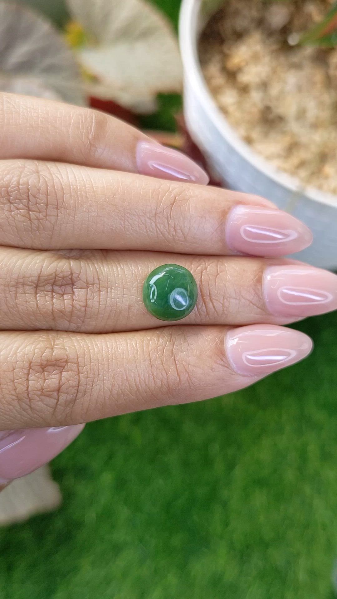 3.27 Ct. Green Cabochon Jade from Burma (Myanmar) Size Video